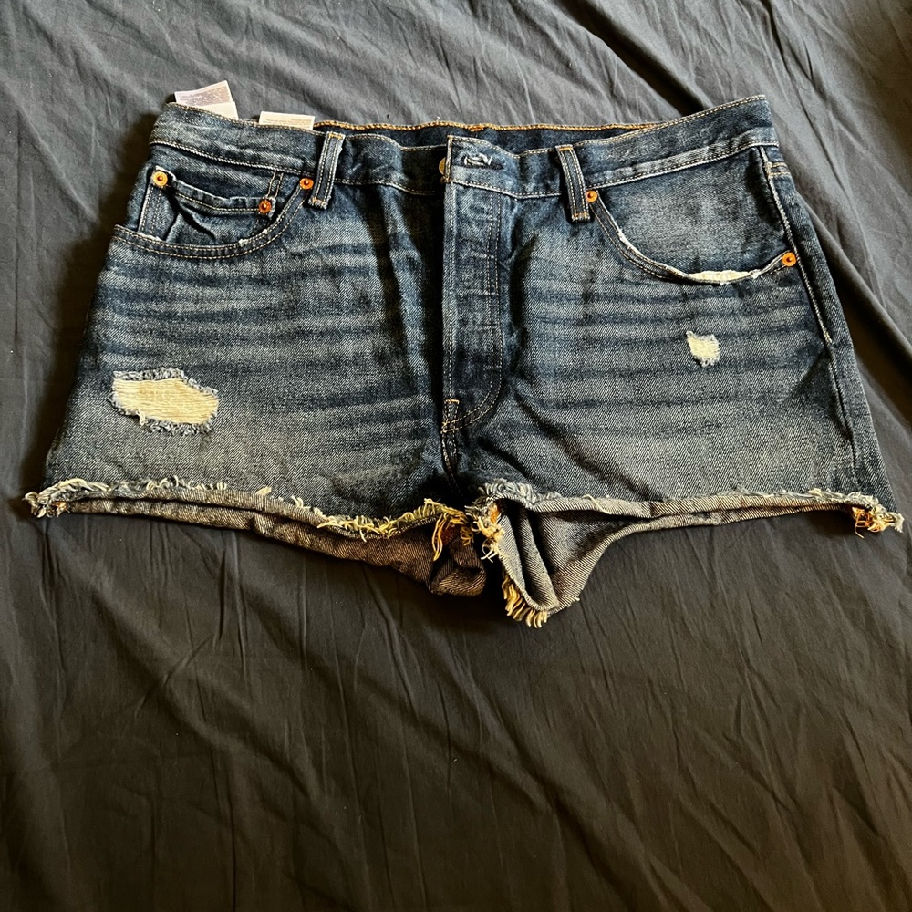 Levi's Distressed Denim Shorts - Blue